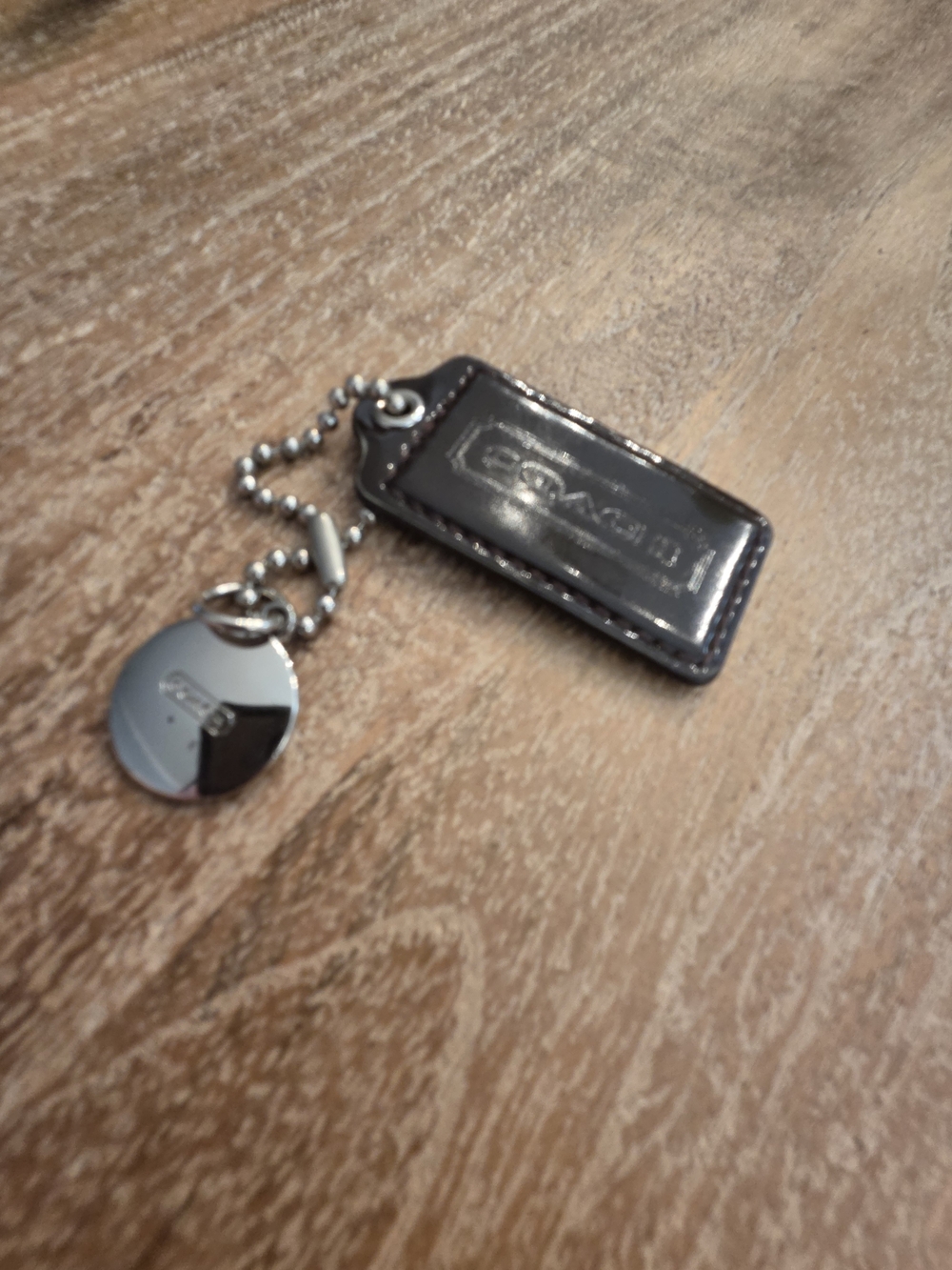 Coach Y2K Leather Hang Tag with Metal Token - Brown - Picture 2 of 3